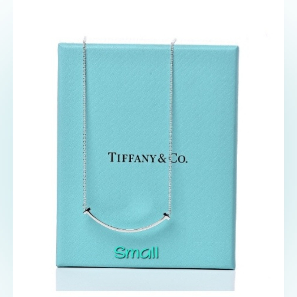 Tiffany T Sterling Silver Small Smile Necklace and Matching Bracelet